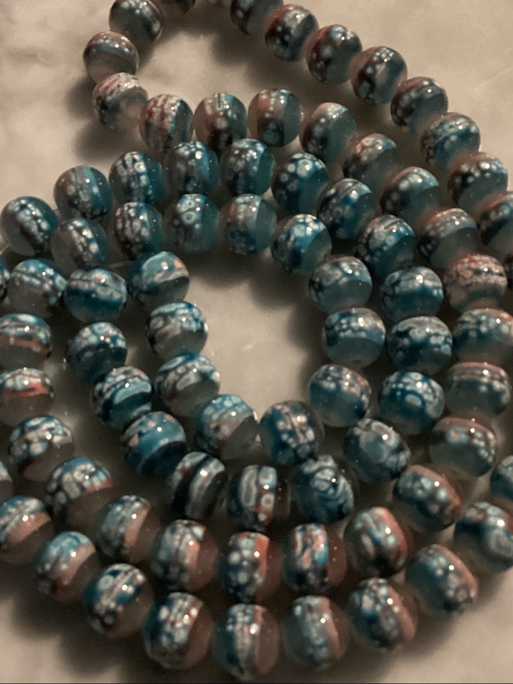 Art Glass Beads: 10mm “Oil Slick” Strand (80+)
